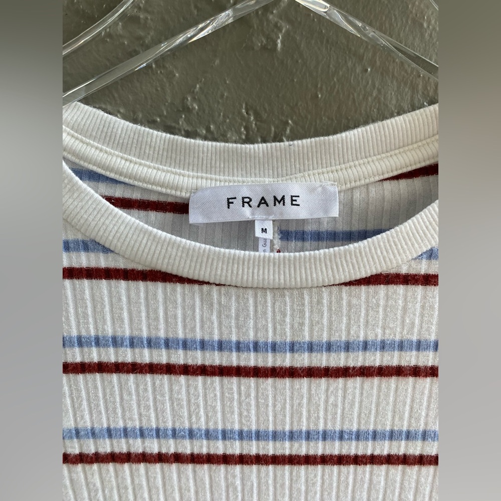 Frame 70’s Ribbed T Shirt M Medium Striped As Seen on Riverdale Cotton - Picture 2 of 4